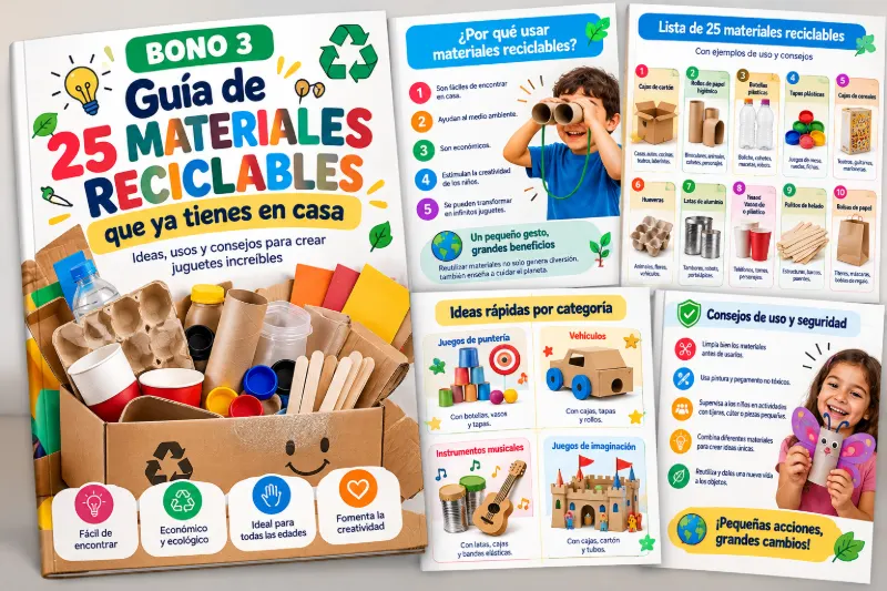 Portada del bono Guía de 25 materiales reciclables que ya tienes en casa