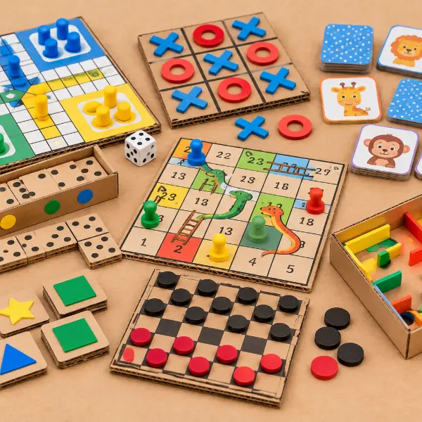 Juegos de mesa caseros: tablero, memoria y dominó